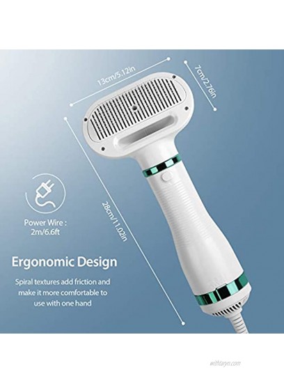 Upgraded Pet Hair Dryer 2-in-1 Dog Blow Dryer with Slicker Brush 3 Heat Settings One-Button Hair Removal Professional Portable Dog Hair Grooming Dryer for Medium and Small Dogs and Cats