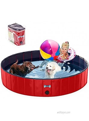 V-HANVER Foldable Dog Pool Hard Plastic Collapsible Pet Bath Tub for Puppy Small Dogs Cats and Kids
