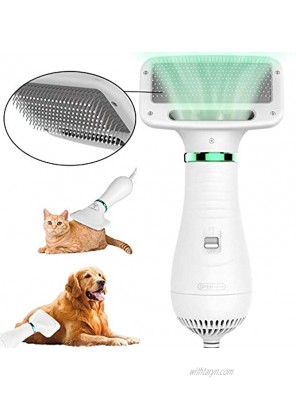 2 in 1 Pet Hair Dryer Pet Grooming Hair Dryer Blower with Slicker Brush Dog Hair Dryer with Adjustable Temperatures Settings Best Fit for Short Haired and Medium Coated Breeds