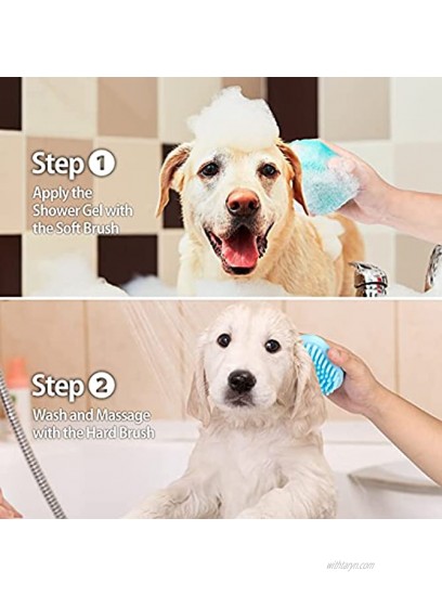 2Pack Dog Bath Brush Soft Silicone Pet Shampoo Massage Dispenser Grooming Shower Brush for Short Long Haired Dogs and Cats Washing ISWAYSTORE