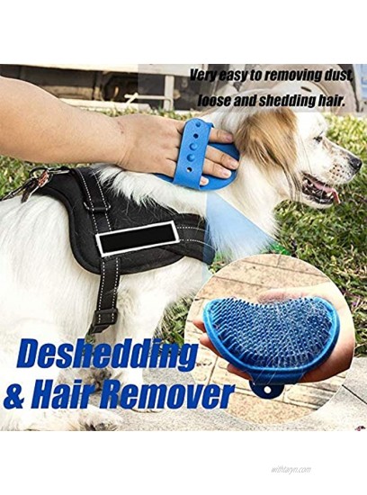 Abundance Dog Grooming Brush Shampoo Bath Massage Brush Rubber Comb with Adjustable Handle Blue and Yellow Pack of 2