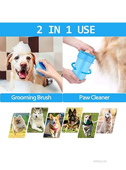Adhjito 4 Pcs Dog Paw Cleaner Set 2 In 1 Silicone Dog Paw Washer Cup For Grooming Muddy Paws Includes Towel Toothbrush And Bath Brush For Large Dog Total Cleaning Premium Pet Gifts For Dogs Owners
