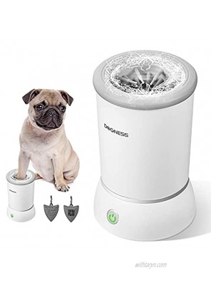 DOGNESS Automatic Dog Paw Cleaner USB Charging Dog Paw Washer Cup Portable Pet Paw Cleaner with Soft Silicone Bristles Dog Foot Washer for Dog and Cat Grooming with Muddy Paws（White）
