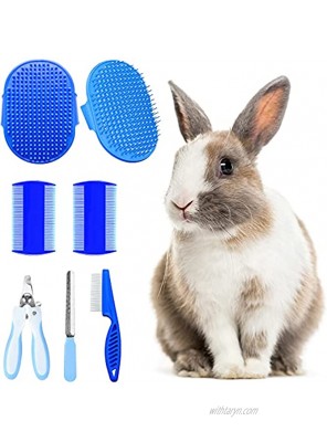 Hzran 6 Pieces Rabbit Grooming Kit Pet Hair Remover Rabbit Grooming Brush Shampoo Bath Brush Small Animal Nail Clippers and Trimmers Pet Comb Grooming Set for Rabbit Hamster Bunny Guinea Pig