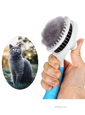 itPlus Cat Grooming Brush Self Cleaning Slicker Brushes for Dogs Cats Pet Grooming Brush Tool Gently Removes Loose Undercoat Mats Tangled Hair Slicker Brush for Pet Massage-Self Cleaning