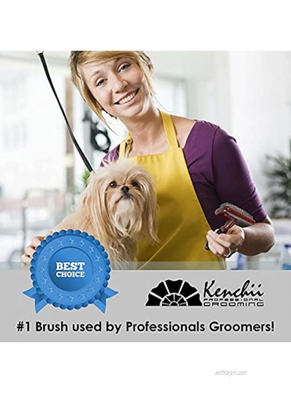 Kenchii Pet Grooming Slicker Brush for Dogs and Cats | Dog and Cat Brush for Shedding | Solid Wood Non Slip Grip Dematting and Undercoat Brush for Long or Short Haired Pets | Size Medium