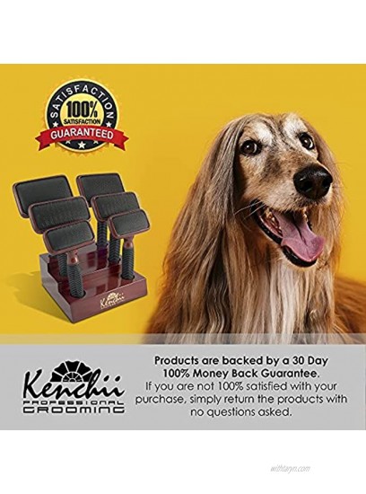 Kenchii Pet Grooming Slicker Brush for Dogs and Cats | Dog and Cat Brush for Shedding | Solid Wood Non Slip Grip Dematting and Undercoat Brush for Long or Short Haired Pets | Size Medium
