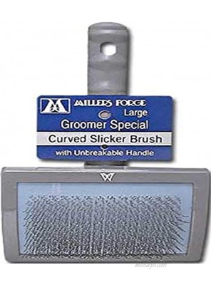 Millers Forge Stainless Steel Pins Universal Curved Pet Slicker Brush with Plastic Handle Large