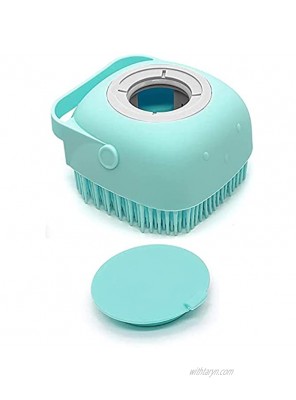 Pet Dog Bath Brush Soft Silicone Dog Shampoo Brush  Brush Hair Fur Grooming Cleaning Brush Soft Shampoo Dispenser Blue
