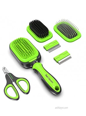 PetHaven Dog Brush & Cat Brush 6 in 1 Pet Grooming Kit Shedding De-matting Slicker Comb For Undercoat Long Short Haired Small Medium Large-Pet Hair Remover Dog Accessories & Dog Nail Trimmer