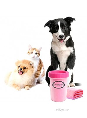 Portable Dog Paw Cleaner for Small Dog Cat  WANGDEFANG Dog Paw Washer Cup with Towel Dirty Paws Cleaner Pet Foot Cleaner Cup for Dog Cat Muddy Paws Dirty Paws Cleaner Small Size Red