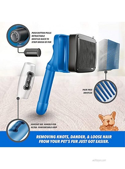Ruff 'n Ruffus Upgraded Self-Cleaning Slicker Brush + Free Pet Nail Clippers+ Free Comb | Upgraded Gel Handle | Cat Dog Brush Grooming Gently Reduces Shedding & Tangling for All Hair Types