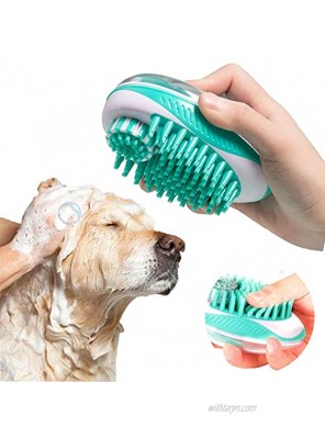 SyoLin 2 in 1 Pet Brush Bath Massage Brush,Shampoo Dispenser for Pet Grooming,Deshedding Soft Silicone Bristles Perfect for Washing,Massaging Hair,Remove Loose Fur white