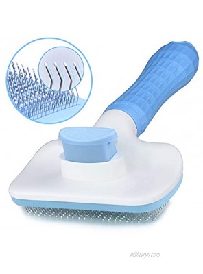 TIMINGILA Self Cleaning Slicker Brush for Dogs and Cats,Pet Grooming Tool,Removes Undercoat,Shedding Mats and Tangled Hair ,Dander,Dirt Massages particle,Improves Circulation Blue