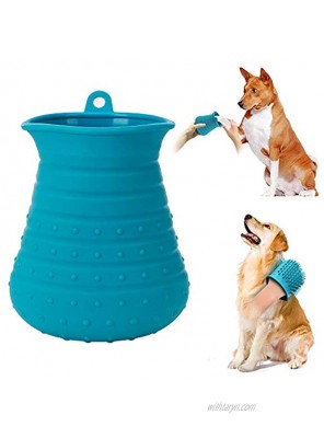 Vzatt Dog Paw Cleaner Cup 2 in 1 Portable Pet Foot Plunger Washer with Hook & Soft Silicone Bristles Grooming Brush for Medium Large Breed Doggy Puppies Cats Massage Bathing Cleaning Muddy Dirty Claw