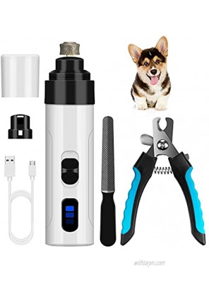 ATESON Dog Nail Grinder and Clippers with Safety Guard Rechargeable Pet Nail Trimmers with Quite Low Noise for Large Medium Small Dogs and Cats Pet Claw Grinder Clipper File