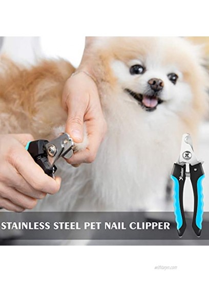 Candure Dog Nail Clippers and Trimmer with Safety Guard to Avoid Over-Cutting Toe Nails- Professional Grooming Razor Edge Blades Pet Nail Clipper with Free Nail File for Small Medium Large Breeds