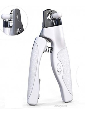 Dog Nail Clipper with Rechargeable LED Light to Avoid Over-Cutting Nails & Built-in Nail File Razor Sharp Blades Sturdy Non Slip Handles for Professional Grooming at Home