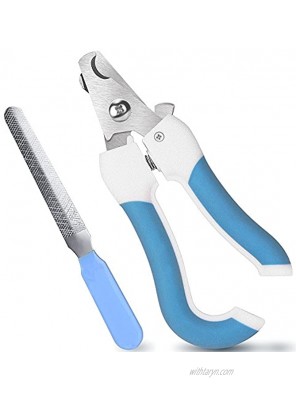 Dog Nail Clippers and Trimmer Razor Sharp Blades Safety Guard to Avoid Overcutting Free Nail File Start Professional & Safe Pet Grooming at Home Blue Large