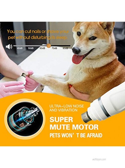 Dog Nail Grinder MICUDA Dog Grooming Clippers Nail File Trimmers 2-Speed Electric Rechargeable Grooming & Smoothing Kit for Small Medium Large Dogs & Cats