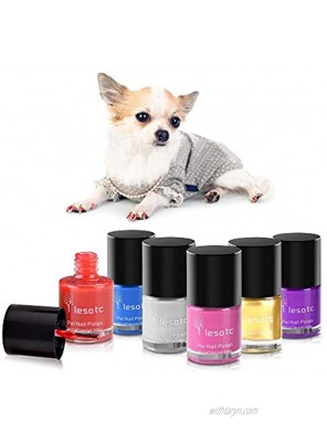 Dog Nail Polish Set 6 Color Set Pink Purple Red Gold Blue Silver Non-Toxic Water-Based Pet Nail Polish Natural and Safe Suitable for All Pet Birds Mice Pigs and Rabbit Easy to Remove