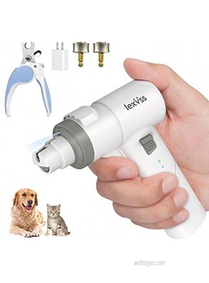 lexvss Pet Nail Grinder Set Dog Nail Grinder Automatic & Manual with LED Light and Nail Clippers,3 Speed & Ports Low Noise Cat Nail Trimmer Painless Grooming Claws File for Small Large Dogs Cats
