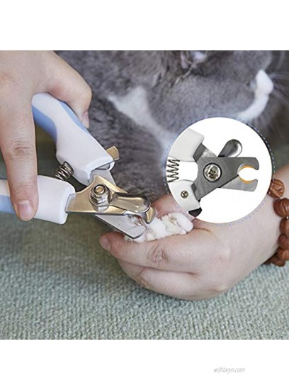 Luccalily Cat Nail Clipper with Safety Guard Pet Nail Clipper and Claw Trimmer to Avoid Over-Cutting Stainless Steel for Cats Dogs Free Nail File and Comb