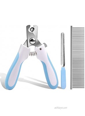 Luccalily Cat Nail Clipper with Safety Guard Pet Nail Clipper and Claw Trimmer to Avoid Over-Cutting Stainless Steel for Cats Dogs Free Nail File and Comb