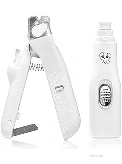Meagez Dog Nail Trimmers and Grinder Set with LED Light and Nail Filer Dog Nail Clippers with Quiet Noise for Small Medium Dogs and Cats