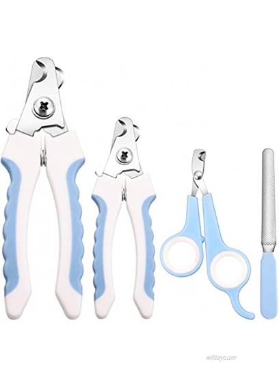Mudder 4 Pieces Dog Nail Clippers Kit Dog Cat Pets Nail Clippers and Trimmers with Safety Guard to Avoid Over Cutting and Nail File for Large and Small Animals