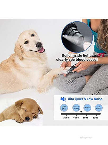 PAOBU Dog Nail Grinder and Trimmer Upgraded with Touch-Control,Pet Nail Grinder for Dogs Quiet with LED 2-Speed Safe Grooming & Smoothing for Small Medium Large Dogs and Cats