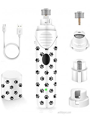 PBRO Dog Nail Grinder,Dog Nail Trimmer,Professional Two Speed Electric Pet Nail Grinder-Portable Rechargeable with LED-for Small Medium and Large Pets,Safe Painless Paws Grooming & Low Noise -White.