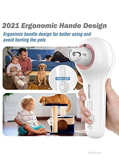Pink Horizontal Pet Dog Nail Grinder Professional 2-Speed Electric Rechargeable Pet Nail Trimmer Painless Paws Grooming & Smoothing for Small Medium Large Dogs & Cats