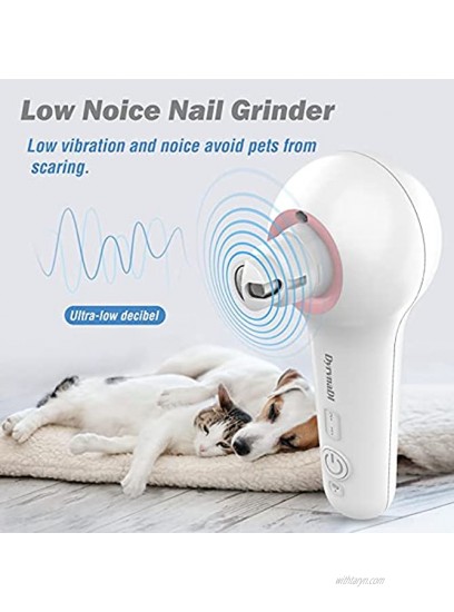 Pink Horizontal Pet Dog Nail Grinder Professional 2-Speed Electric Rechargeable Pet Nail Trimmer Painless Paws Grooming & Smoothing for Small Medium Large Dogs & Cats