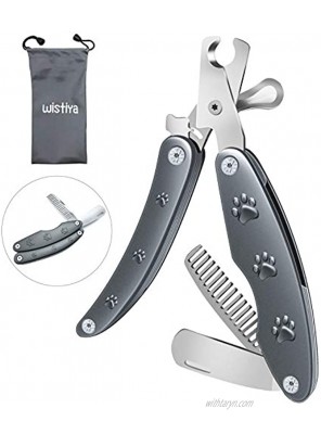 Wistiya Dogs Nail Clippers Foldable Dogs Nail Trimmers with Safety Guard Pet Comb and Nail File for Small Medium Large Dogs or Cats Professional Home Pet Grooming Tools