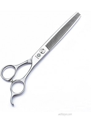 6.5 7 8 inch Chunker Thinning Blending Dog Shear Japanese 440C Stainless Steel Pet Grooming Thinning&Texturizing Scissors with Fine Adjustment Tension Screw C-7 inch-46 Teeth