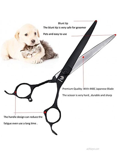 7 8inch Pet Grooming Scissor Straight Curved Dogs Grooming Shears Professional Grooming Scissors for Dogs and Cats Pets Hair Cutting Scissors Curved Shears A-7 inch-Curved Scissor
