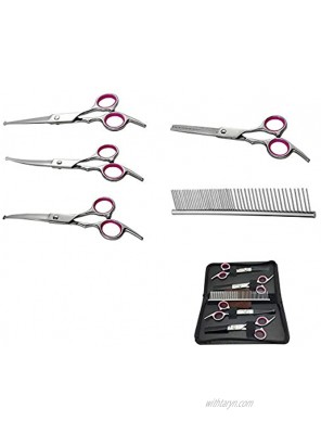 7 inch Dog Grooming Kit Pet Cat Grooming Scissors Tool Round Tips Professional Stainless Steel Curved Straight Thinning Shears Clippers