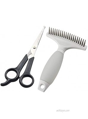 Chibuy Professional Pet Grooming Tool Set include-with Safety Round Tips Stainless Steel Dog Grooming Scissors,20-tooth Dogs Dematting Undercoat Rake Comb Remove Tangles Knots Tools for Dogs and Cats