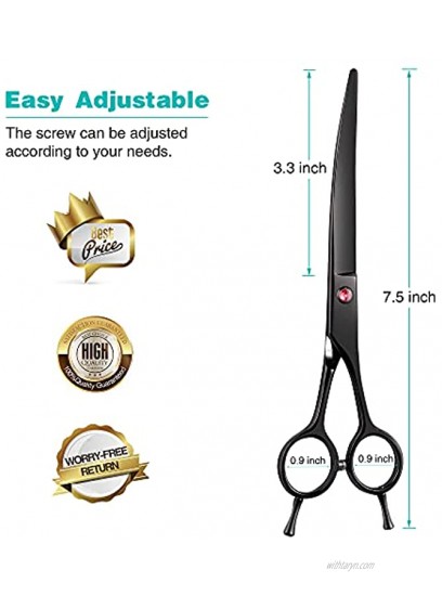 Dog Scissors for Grooming INTINI 7.5 Inch Sharp Dogs Grooming Shears for Dogs,Dog with Thick Hair,Professional Dematting tool 2 Ways to Use Lightweight and Curved Pet Scissors