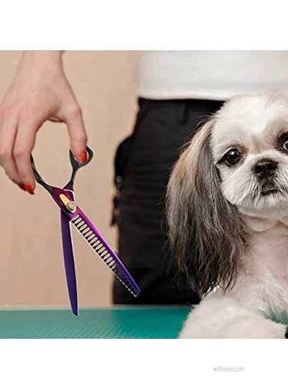 Purple Dragon 7.0 8.0 inch Pet Grooming Hair Cutting Scissors and Dog Chunker Shears Japan 440C Stainless Steel for Professional Pet Groomer or Family DIY Use