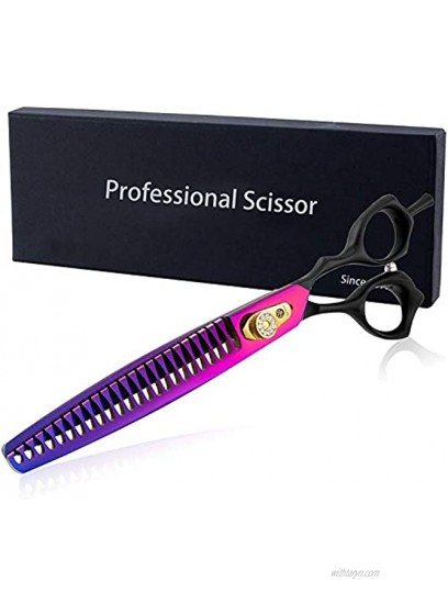 Purple Dragon 7.0 8.0 inch Pet Grooming Hair Cutting Scissors and Dog Chunker Shears Japan 440C Stainless Steel for Professional Pet Groomer or Family DIY Use
