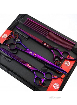 Purple Dragon 8 inch 3 in 1 Professional Pet Grooming Thinning Scissors Upward Curved Shears and Dog Hair Cutting Scissor Perfect for Pet Groomer or Family DIY Use