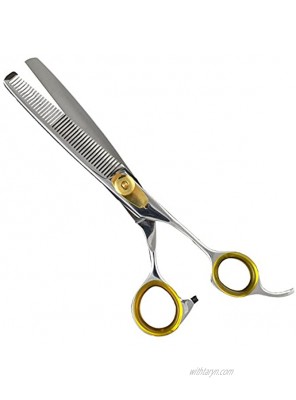 Sharf Professional Pet Shears Kit: Gold Touch 6.5 42-Tooth Thinning Scissors & Pet Grooming 7.5 Inch Curved Shear & 7.5 Inch Straight Dog Grooming Scissors | Must-Have Groomers & Home Groomer Scissor
