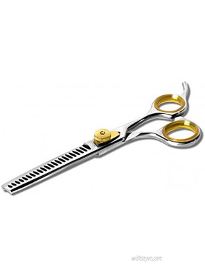 Sharf Professional Thinning Scissors: Sharp 440c Japanese Steel Chunkers Shear 6.5" 22 Teeth Gold Touch Dog Grooming Scissors Texturizing Scissors w Easy Grip Handles| Must-Have Groomers & Home Groom