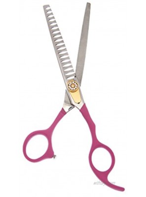 ShearsDirect Japanese Stainless Steel 8.0 24 Tooth Chunker Shear with Pink Non Slip Ergonomic Offset Handle