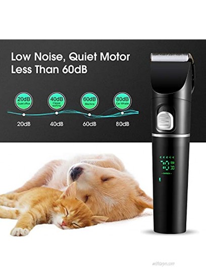 BELIBUY Dog Clippers Low Noise Rechargeable Professional Dog Clippers Grooming Kit 2-Speed Electric Dog Grooming Clippers for Small Medium Large Dogs Cats
