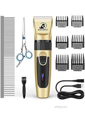 Bonve Pet Dog Clippers Professional Dog Grooming Clippers with 2200mAh Rechargeable Battery Low Noise Cordless Hair Trimmers Shaver for Dogs Cats Pets