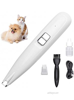 Dog Clippers Dog Grooming Clippers Kit Professional Low Noise Grooming Clippers Trimmers Cordless USB Rechargeable Electric Pet Hair Clippers for Dogs Cats Around Face Paws Eyes Ears Rump White