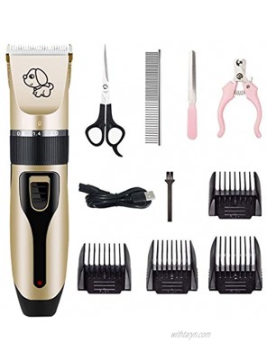 HATALKIN Dog Clippers Professional Low Noise Rechargeable Pet Hair Grooming Clippers Kit Cordless Electric Clipper Shaver for Small Large Dogs Cats Animals Black